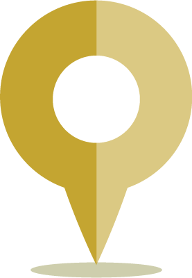 Icona di puntatore per mappa color oro con un cerchio bianco centrale.